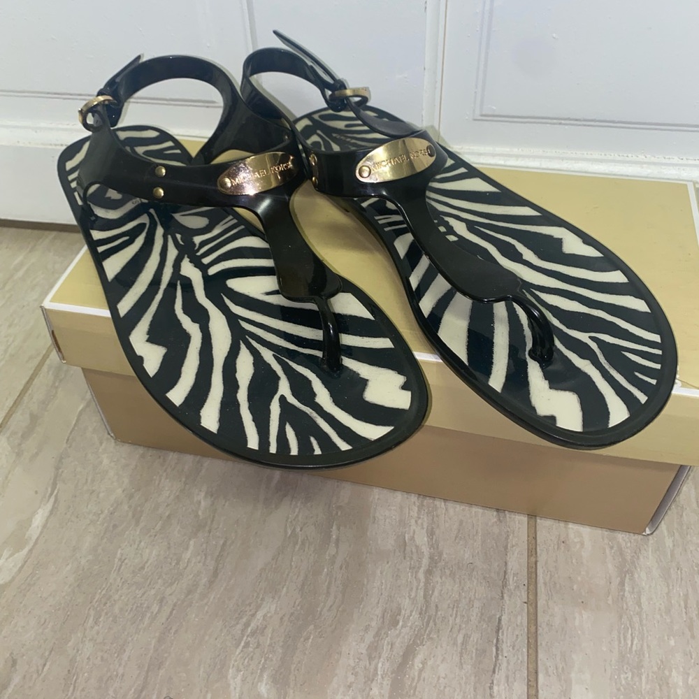 Dark brown x Zebra print Michael Kors Sandals